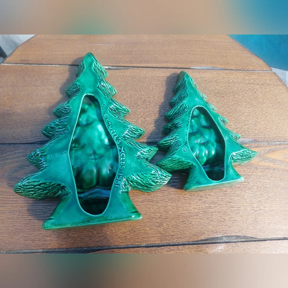 Vintage Nowells Molds Christmas Tree Candy Dishes Trinket Tray Display '81